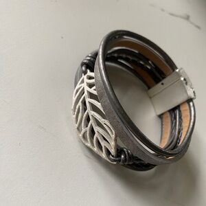Vintage Leather and silver bracelet
